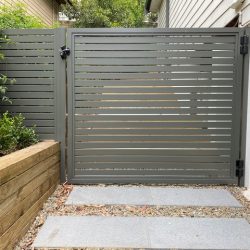 Aluminium Slat Gate Woodland Grey