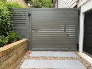 Aluminium Slat Gate Woodland Grey